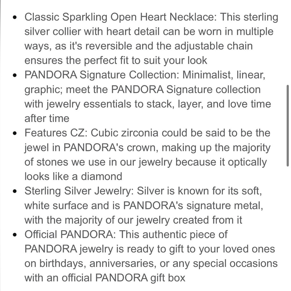 Pandora Silver Heart Necklace​​ - Picture 8 of 8